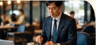 食事の時間を取る忙しいビジネスパーソン