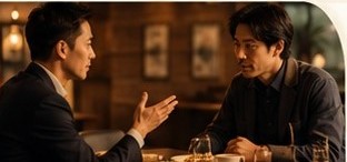 向かい合って話す二人